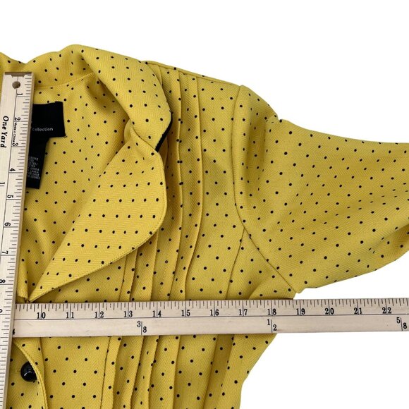 Ks Collection Yellow Polka Dot Peplum Jacket Size 8 Polyester Button-Front - Picture 3 of 6